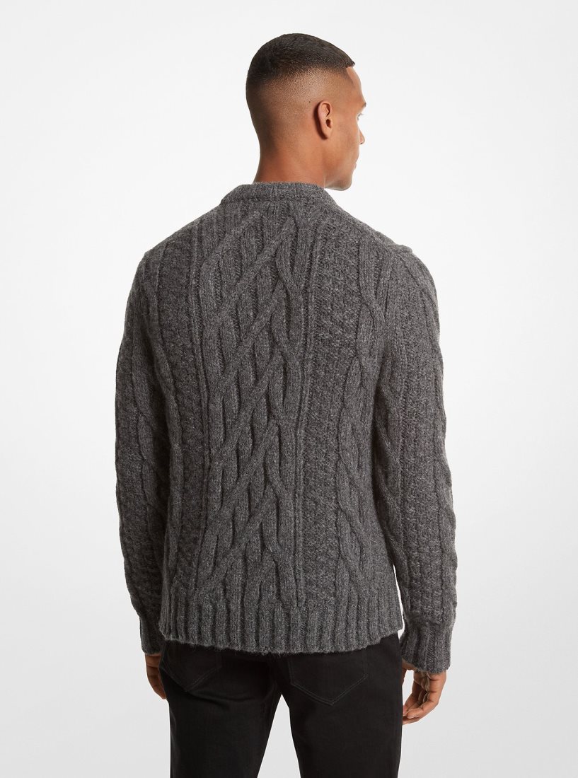 Chandails Michael Kors Cable Alpaca Blend Sweater Homme Grise | 8514UEHSY
