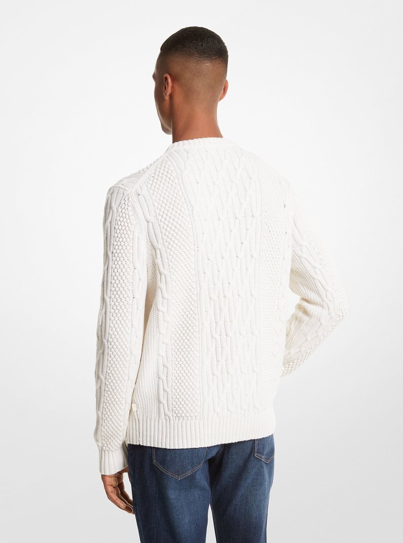 Chandails Michael Kors Cable Knit Sweater Homme Beige | 9510RUTQW