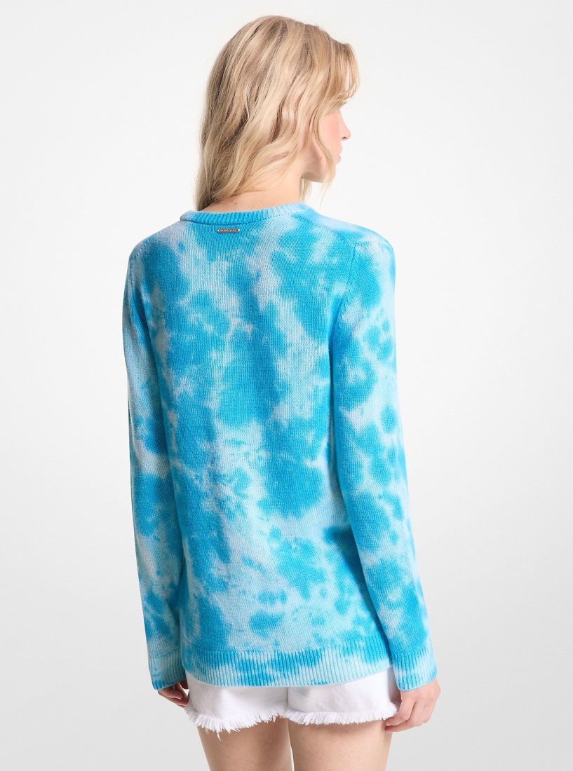 Chandails Michael Kors Hand Tie-Dyed Cashmere Sweater Femme Bleu | 4278NOKMX
