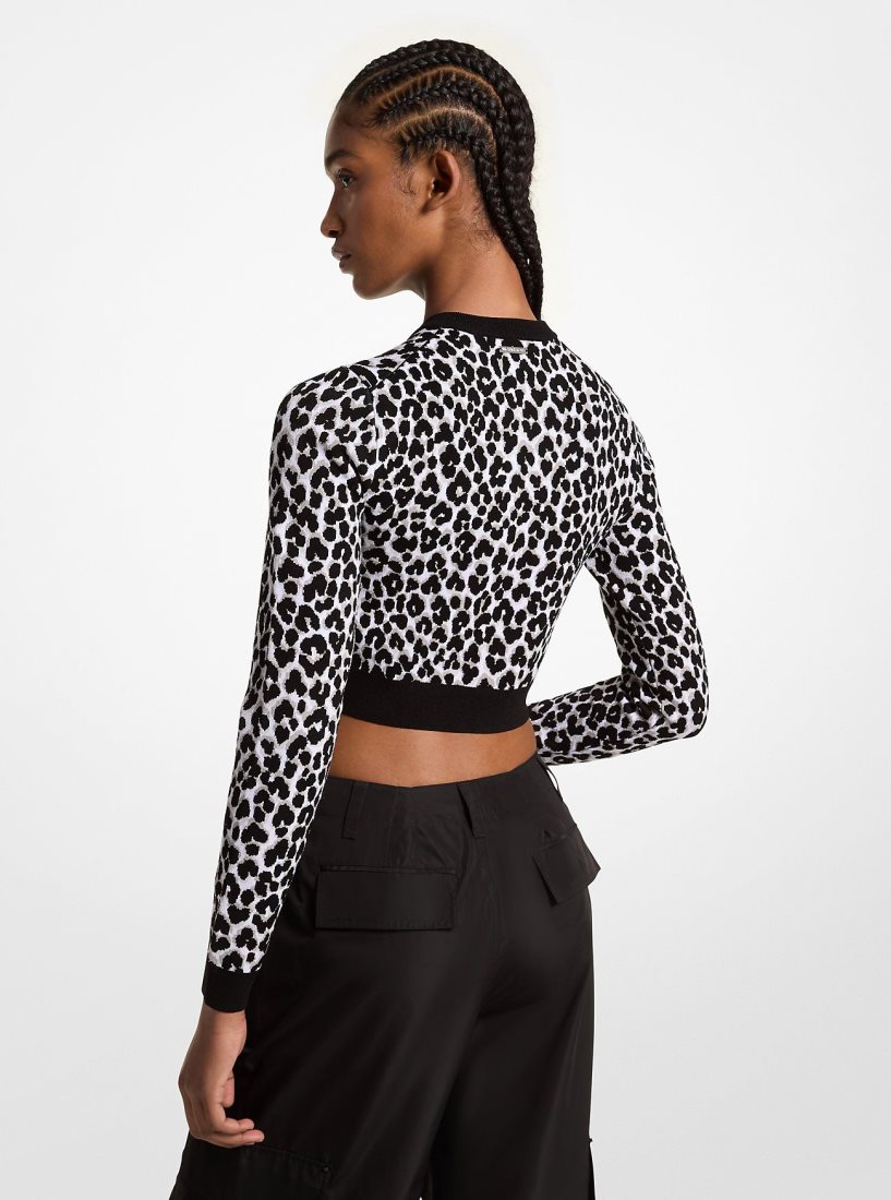 Chandails Michael Kors Leopard Jacquard Knit Zip Cardigan Femme Grise | 5742LZHYX