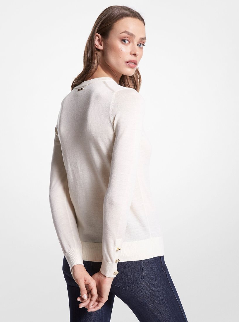 Chandails Michael Kors Merino Wool Blend Sweater Femme Beige | 2348SOEHK