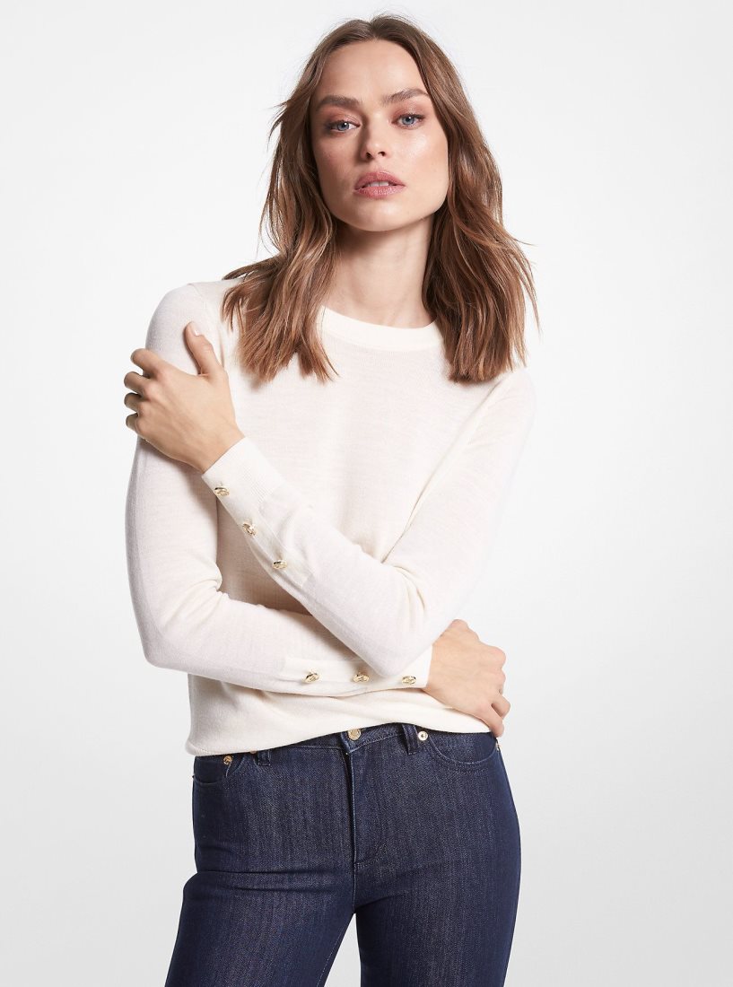 Chandails Michael Kors Merino Wool Blend Sweater Femme Beige | 2348SOEHK