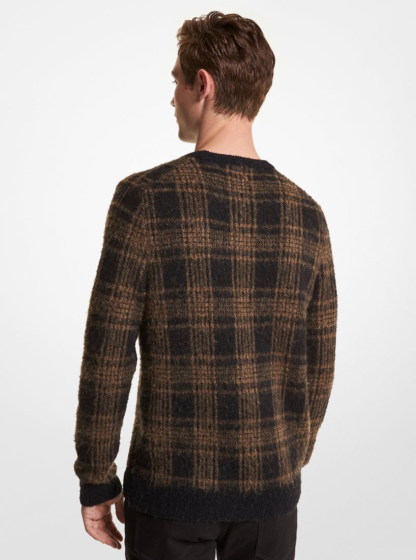 Chandails Michael Kors Plaid Brushed Knit Sweater Homme Noir | 6187HLAQX