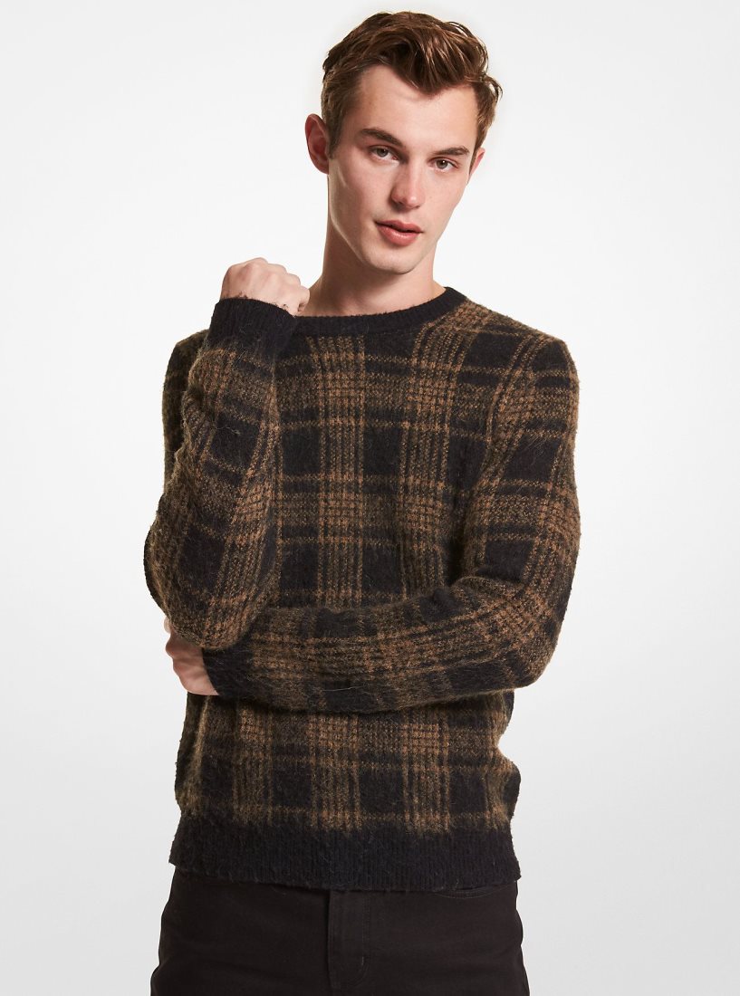 Chandails Michael Kors Plaid Brushed Knit Sweater Homme Noir | 6187HLAQX