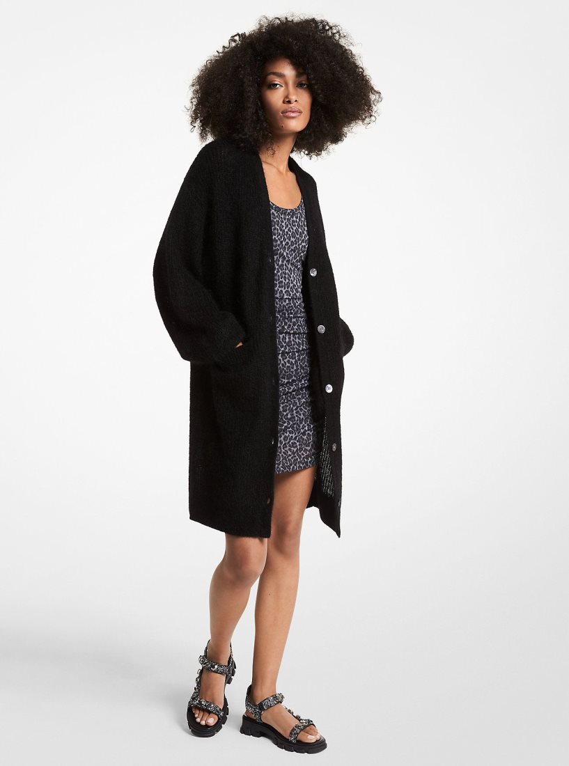 Chandails Michael Kors Textured Knit V-Neck Cardigan Femme Noir | 8140QIJSE