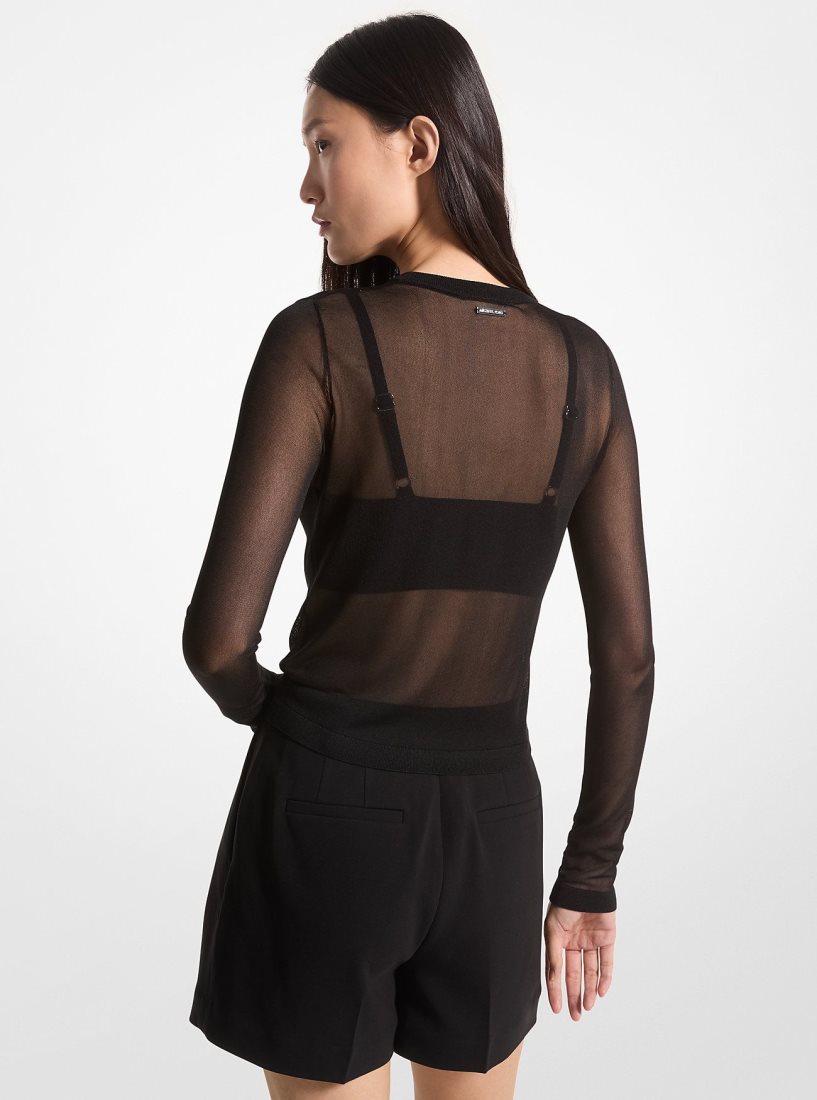 Chandails Michael Kors Viscose Blend Cropped Cardigan and Bra Top Femme Noir | 0475UFWVM