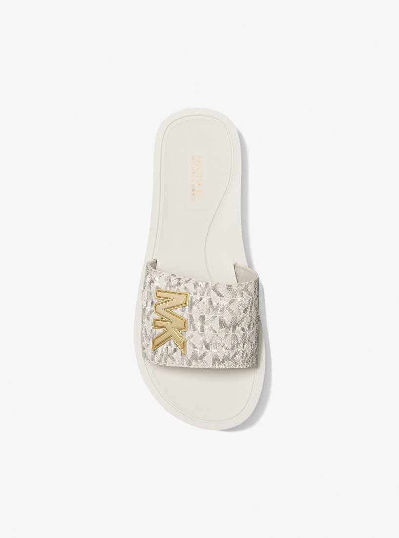 Chausson Michael Kors Logo Platform Slide Sandal Femme Jaune Clair | 5127IMWRF