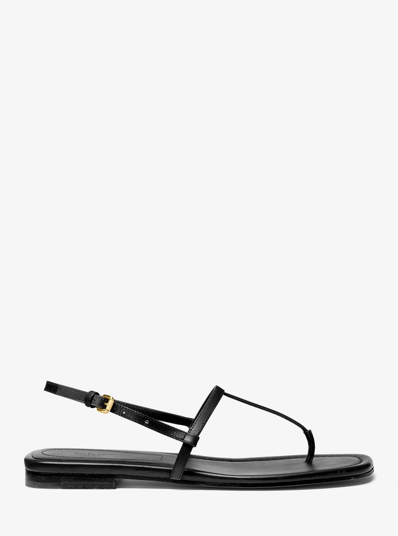 Chaussure Plate Michael Kors Ali Leather Sandal Femme Noir | 9825MJFAS