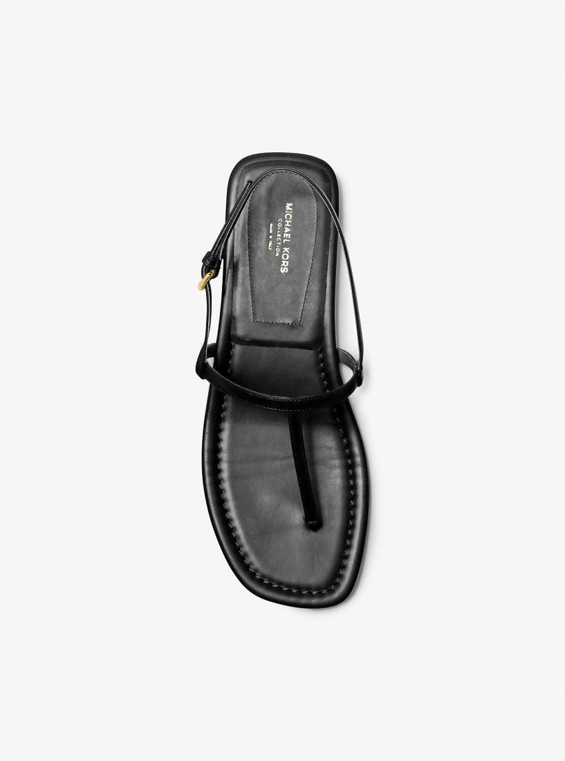 Chaussure Plate Michael Kors Ali Leather Sandal Femme Noir | 9825MJFAS