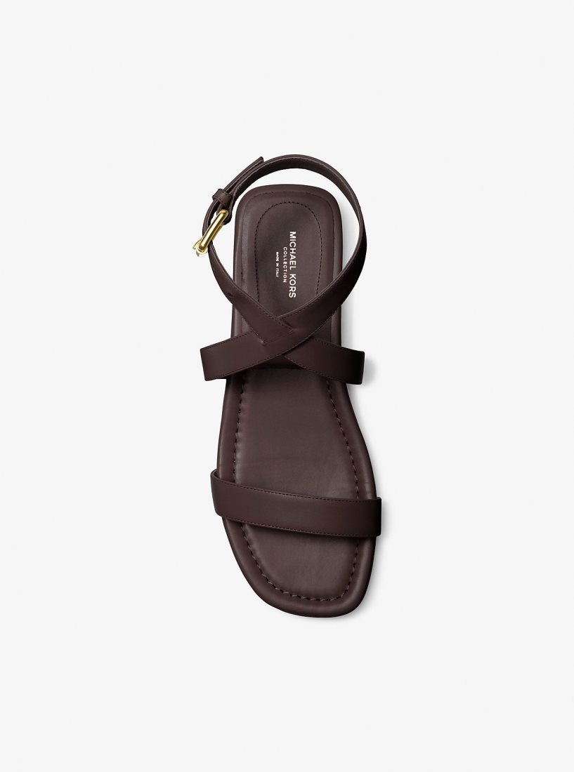 Chaussure Plate Michael Kors Bridgette Leather Sandal Femme Chocolat | 5934HIYCP