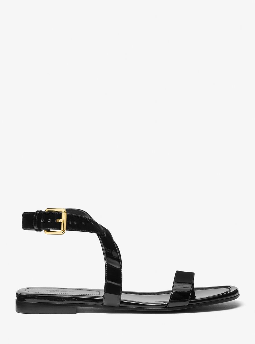 Chaussure Plate Michael Kors Bridgette Patent Leather Sandal Femme Noir | 2089YJZXI