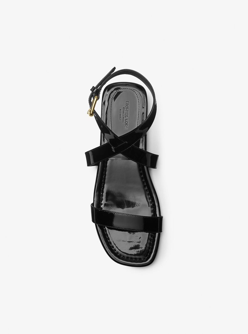 Chaussure Plate Michael Kors Bridgette Patent Leather Sandal Femme Noir | 2089YJZXI