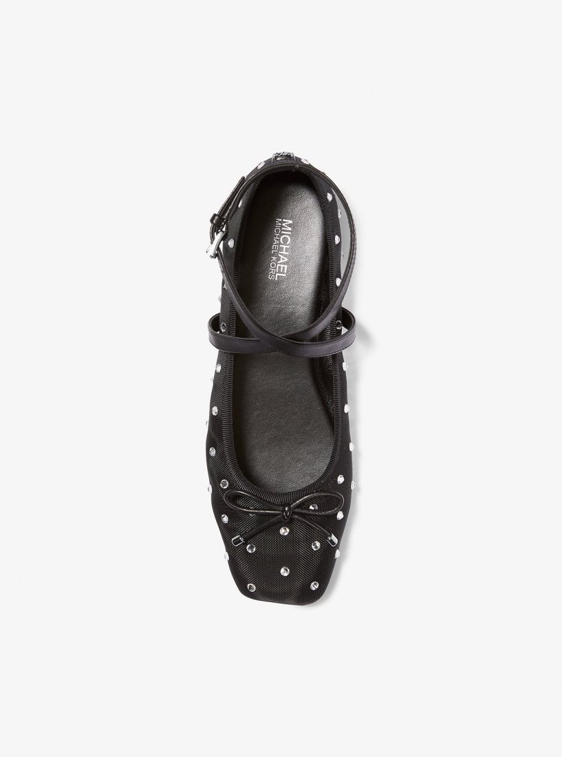 Chaussure Plate Michael Kors Collette Embellished Mesh Ballet Flat Femme Noir | 3120YSJCW