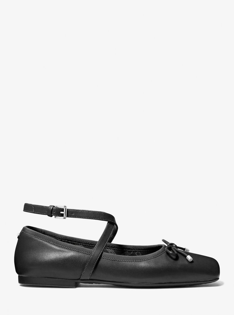 Chaussure Plate Michael Kors Collette Leather Ballet Flat Femme Noir | 5374EPOKX