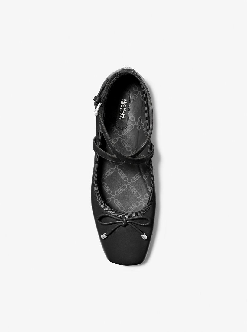 Chaussure Plate Michael Kors Collette Leather Ballet Flat Femme Noir | 5374EPOKX