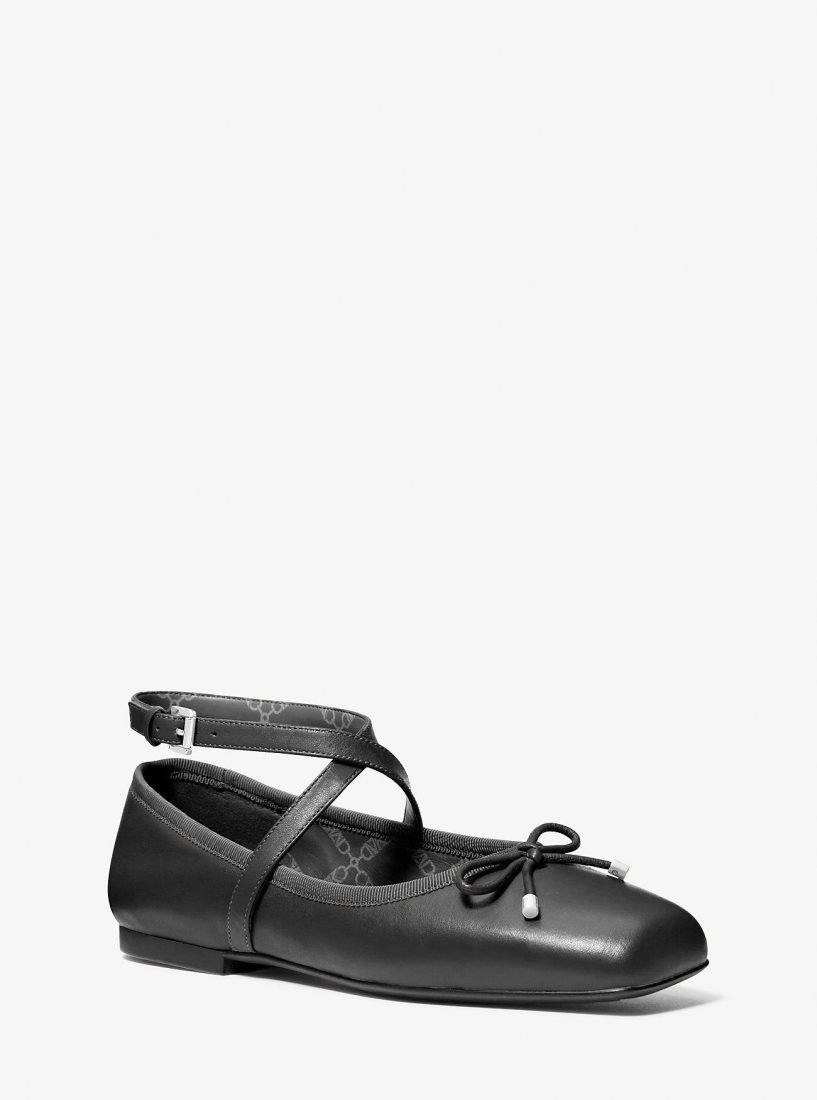Chaussure Plate Michael Kors Collette Leather Ballet Flat Femme Noir | 5374EPOKX