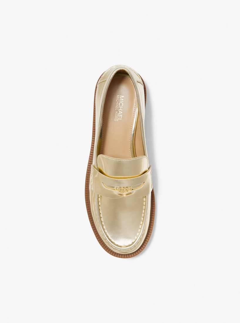 Chaussure Plate Michael Kors Eden Metallic Leather Loafer Femme Doré | 6057WXQUF