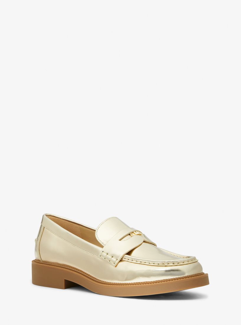 Chaussure Plate Michael Kors Eden Metallic Leather Loafer Femme Doré | 6057WXQUF