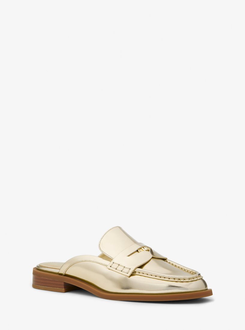 Chaussure Plate Michael Kors Eden Metallic Leather Mule Femme Doré | 4309BHIER