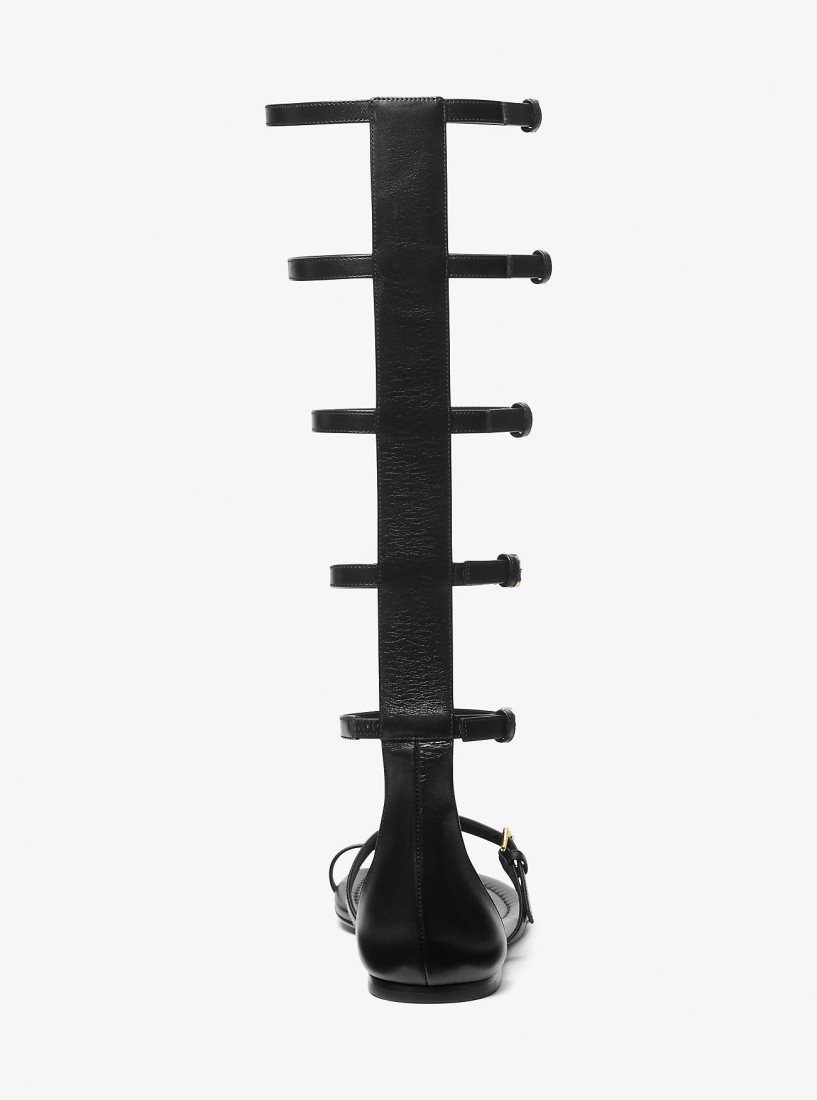 Chaussure Plate Michael Kors Juliette Leather Gladiator Sandal Femme Noir | 7120LFXZA