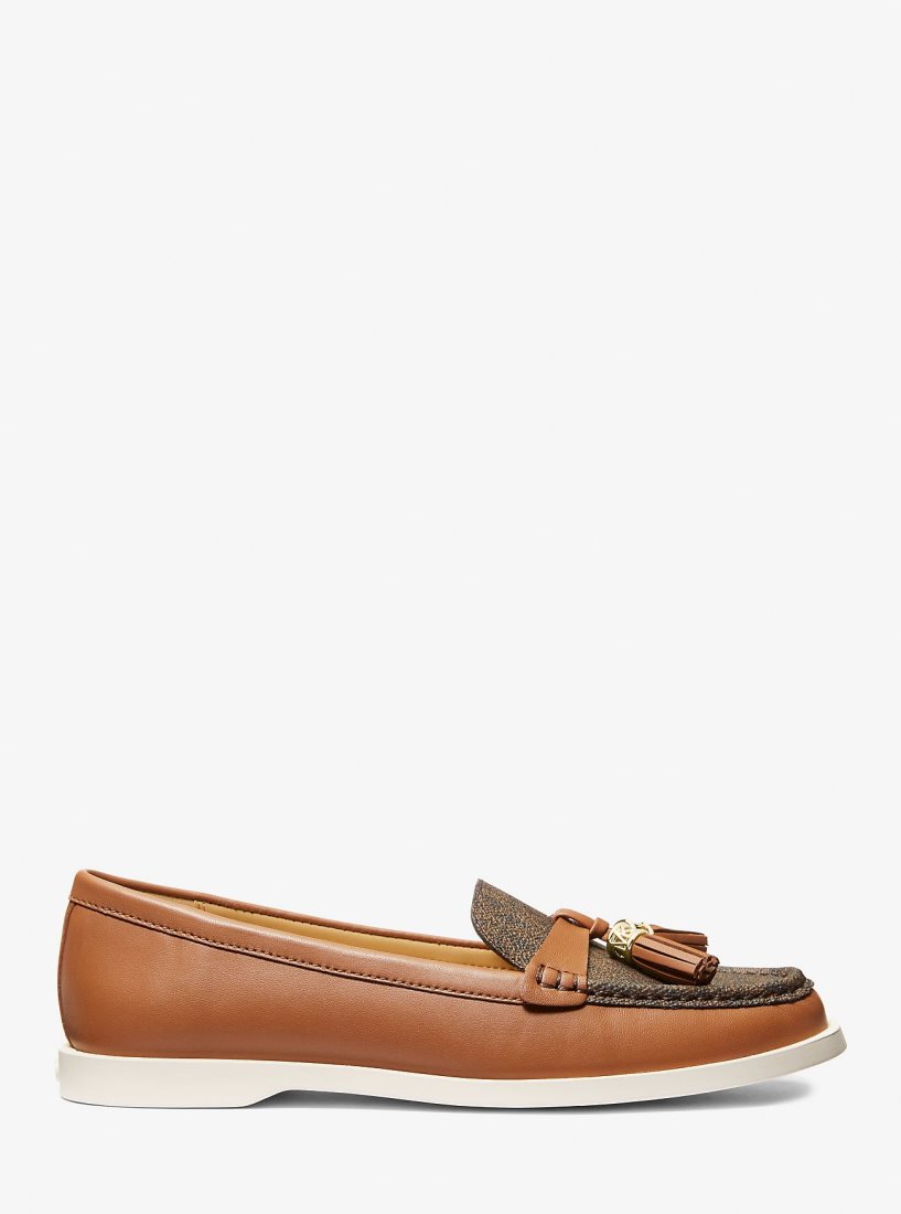 Chaussure Plate Michael Kors Kiernan Leather and Signature Logo Loafer Femme Luggage | 8409RTSYN