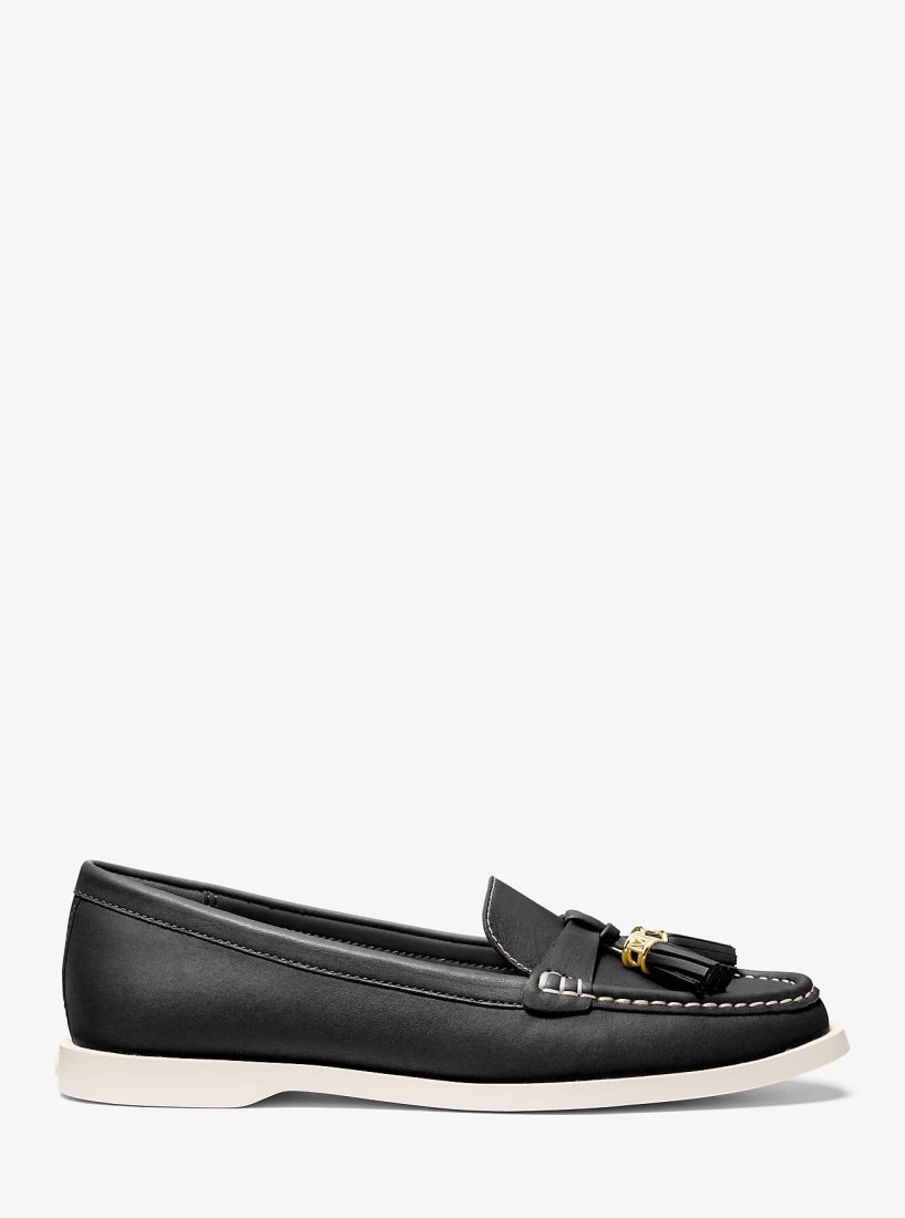 Chaussure Plate Michael Kors Kiernan Leather Loafer Femme Noir | 2658LJDYE