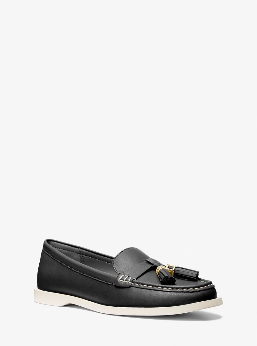 Chaussure Plate Michael Kors Kiernan Leather Loafer Femme Noir | 2658LJDYE