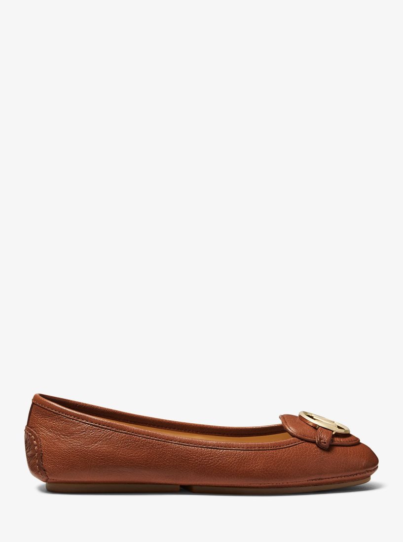 Chaussure Plate Michael Kors Lillie Leather Moccasin Femme Luggage | 3847IMYPK