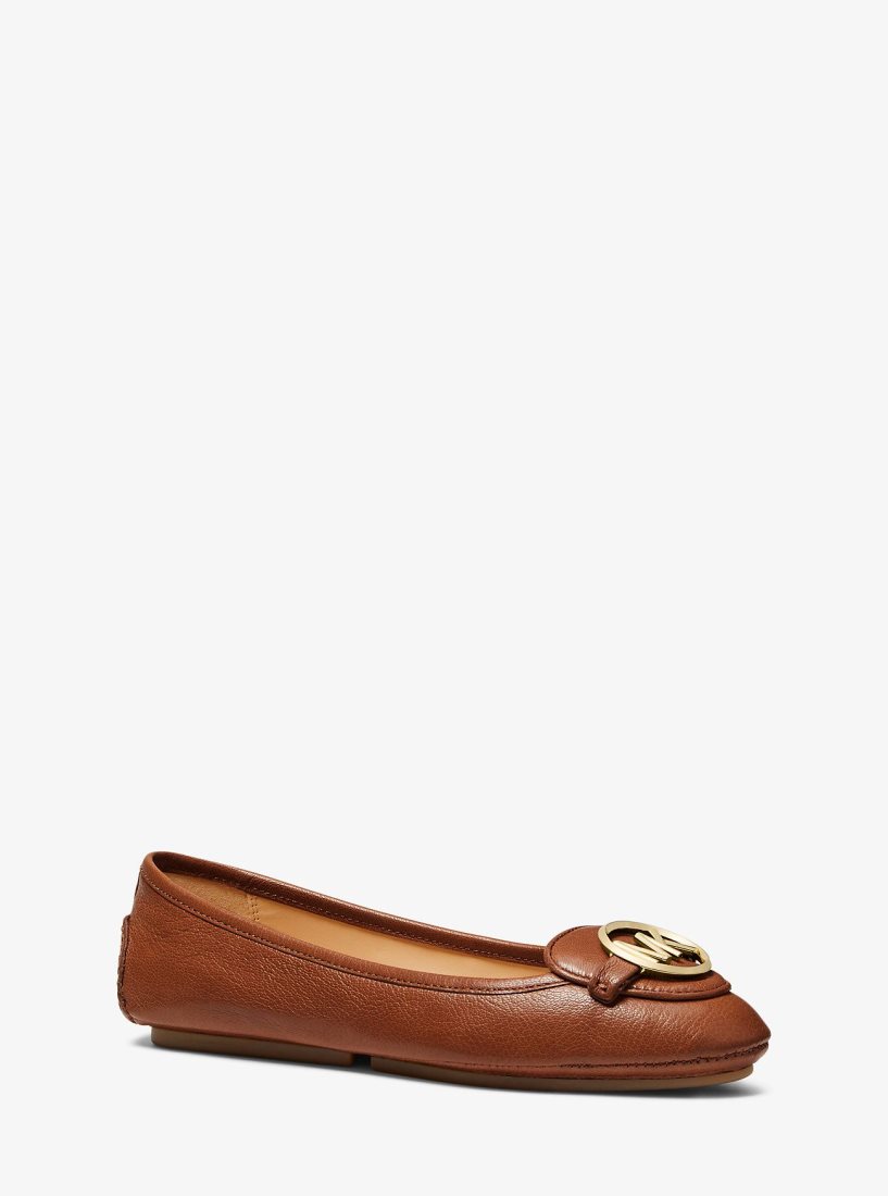 Chaussure Plate Michael Kors Lillie Leather Moccasin Femme Luggage | 3847IMYPK