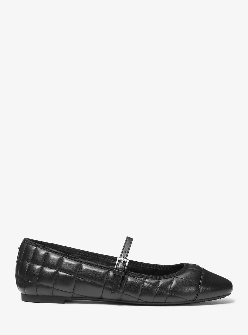 Chaussure Plate Michael Kors Mae Quilted Leather Ballet Flat Femme Noir | 5714MOGHX