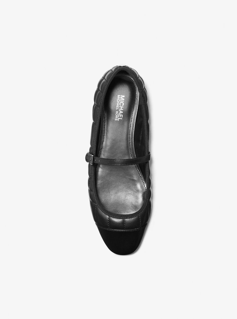 Chaussure Plate Michael Kors Mae Quilted Leather Ballet Flat Femme Noir | 5714MOGHX