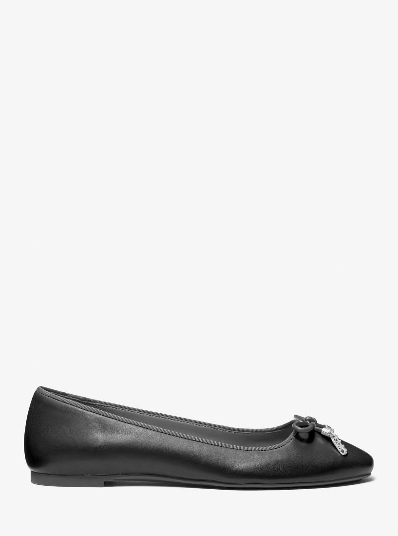 Chaussure Plate Michael Kors Nori Leather Ballet Flat Femme Noir | 3412VDYUM