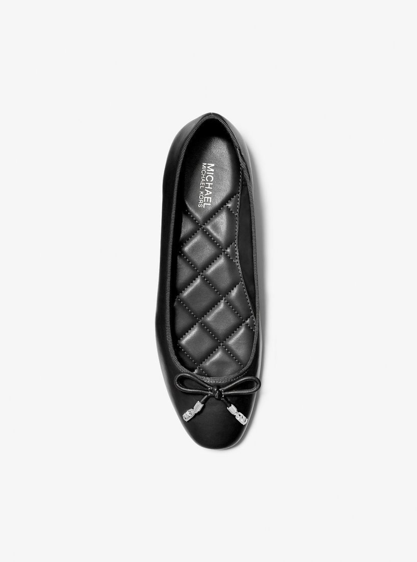 Chaussure Plate Michael Kors Nori Leather Ballet Flat Femme Noir | 3412VDYUM