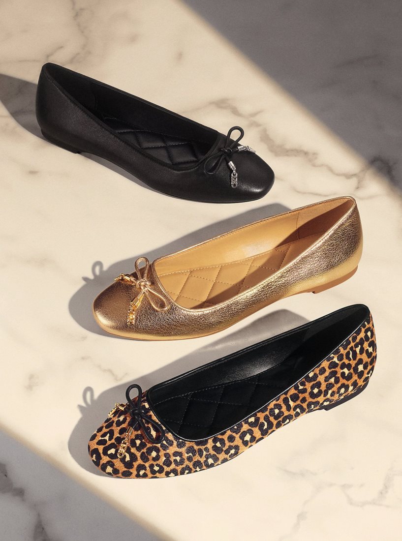 Chaussure Plate Michael Kors Nori Leopard Print Calf Hair Ballet Flat Femme Noir | 5310AQMFE