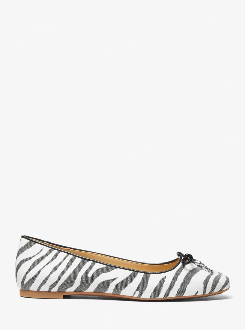 Chaussure Plate Michael Kors Nori Zebra Jacquard Ballet Flat Femme Noir | 3810HCYSV