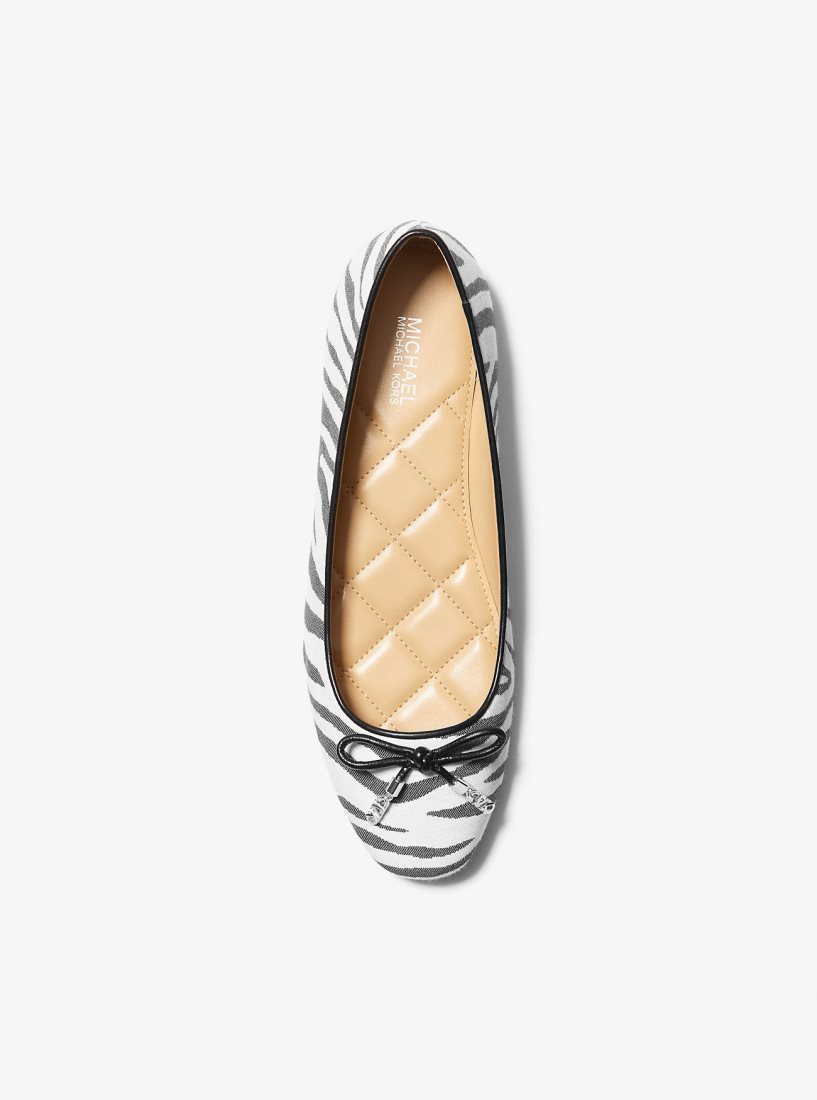 Chaussure Plate Michael Kors Nori Zebra Jacquard Ballet Flat Femme Noir | 3810HCYSV