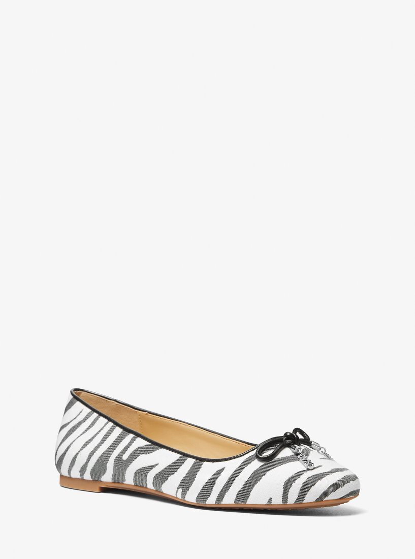 Chaussure Plate Michael Kors Nori Zebra Jacquard Ballet Flat Femme Noir | 3810HCYSV