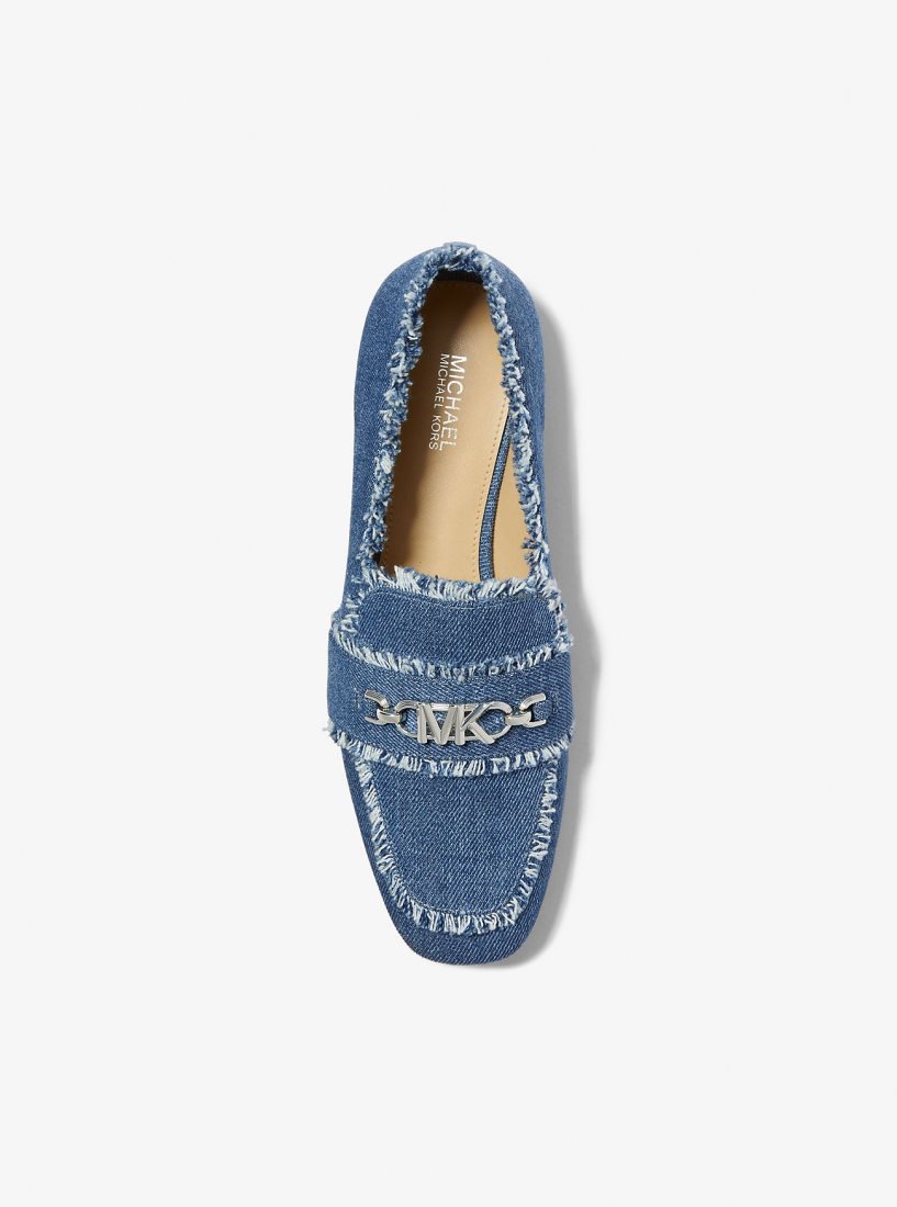 Chaussure Plate Michael Kors Tiffanie Frayed Denim Loafer Femme Bleu | 3946NYCAG