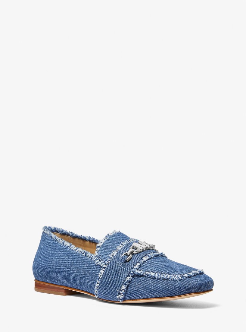 Chaussure Plate Michael Kors Tiffanie Frayed Denim Loafer Femme Bleu | 3946NYCAG