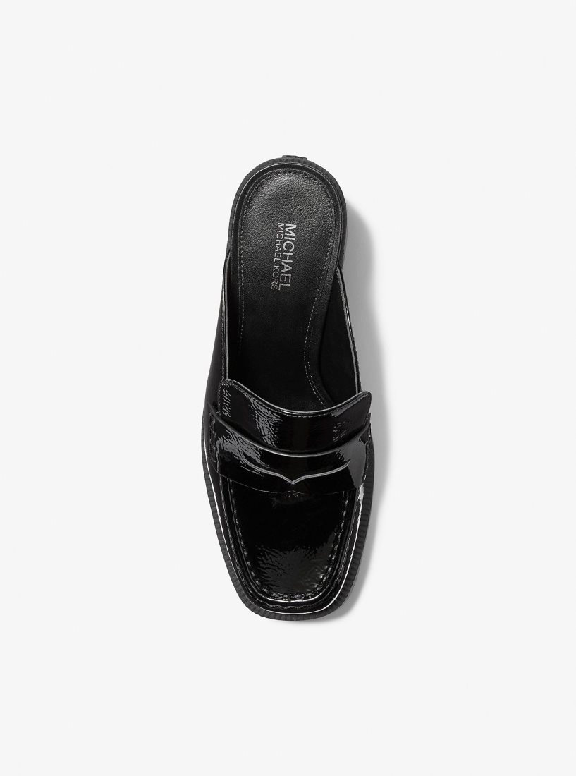 Chaussures Plateforme Michael Kors Eden Crackled Patent Leather Platform Mule Femme Noir | 6083RDZUF