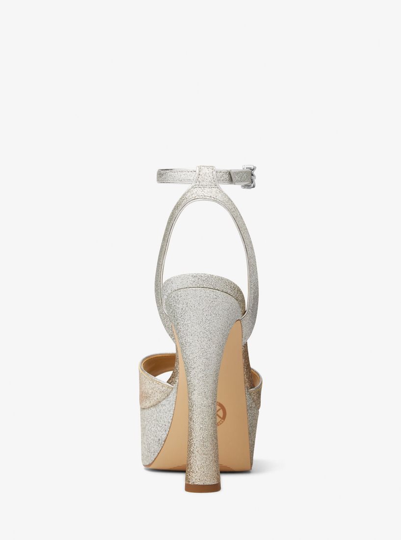 Chaussures Plateforme Michael Kors Jensen Glitter Platform Sandal Femme Silv/Plgold | 1536UXPKH