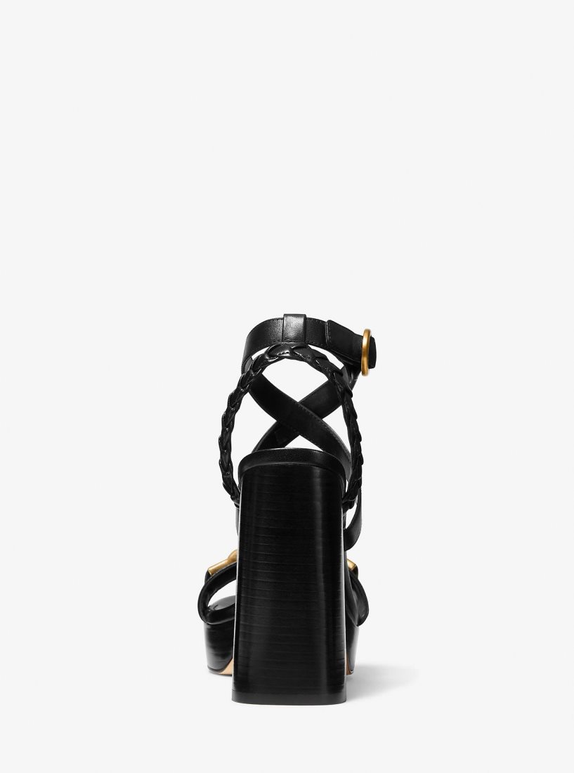 Chaussures Plateforme Michael Kors Kailey Embellished Leather Platform Sandal Femme Noir | 0734WOXMF