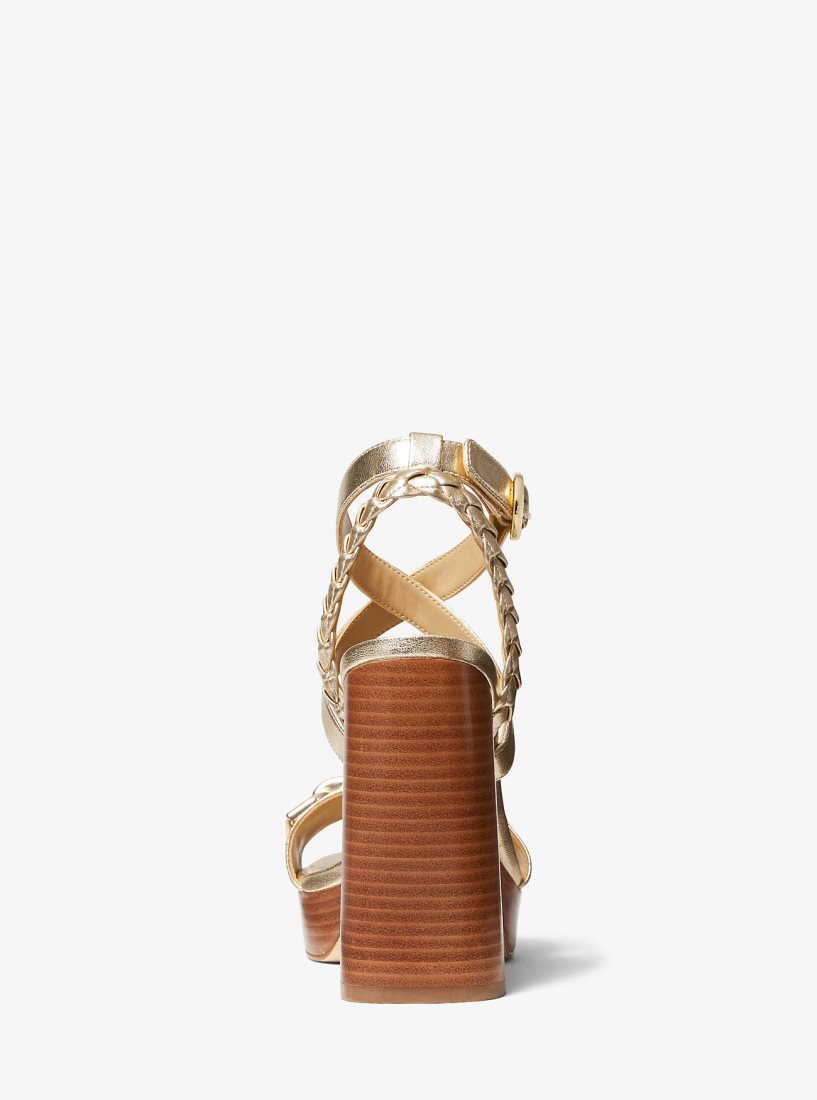 Chaussures Plateforme Michael Kors Kailey Logo Embellished Metallic Platform Sandal Femme Doré | 1627ZRUAW