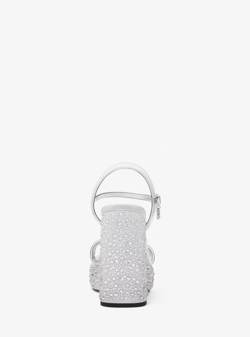 Chaussures Plateforme Michael Kors Laci Embellished Metallic Leather Platform Sandal Femme Argent | 2385BEYRJ