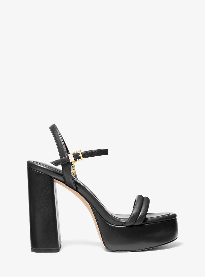 Chaussures Plateforme Michael Kors Laci Leather Platform Sandal Femme Noir | 5364OKMFS