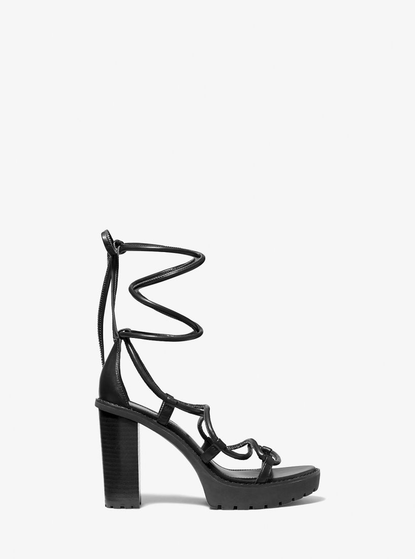 Chaussures Plateforme Michael Kors Vero Leather Platform Sandal Femme Noir | 9684JOWYF