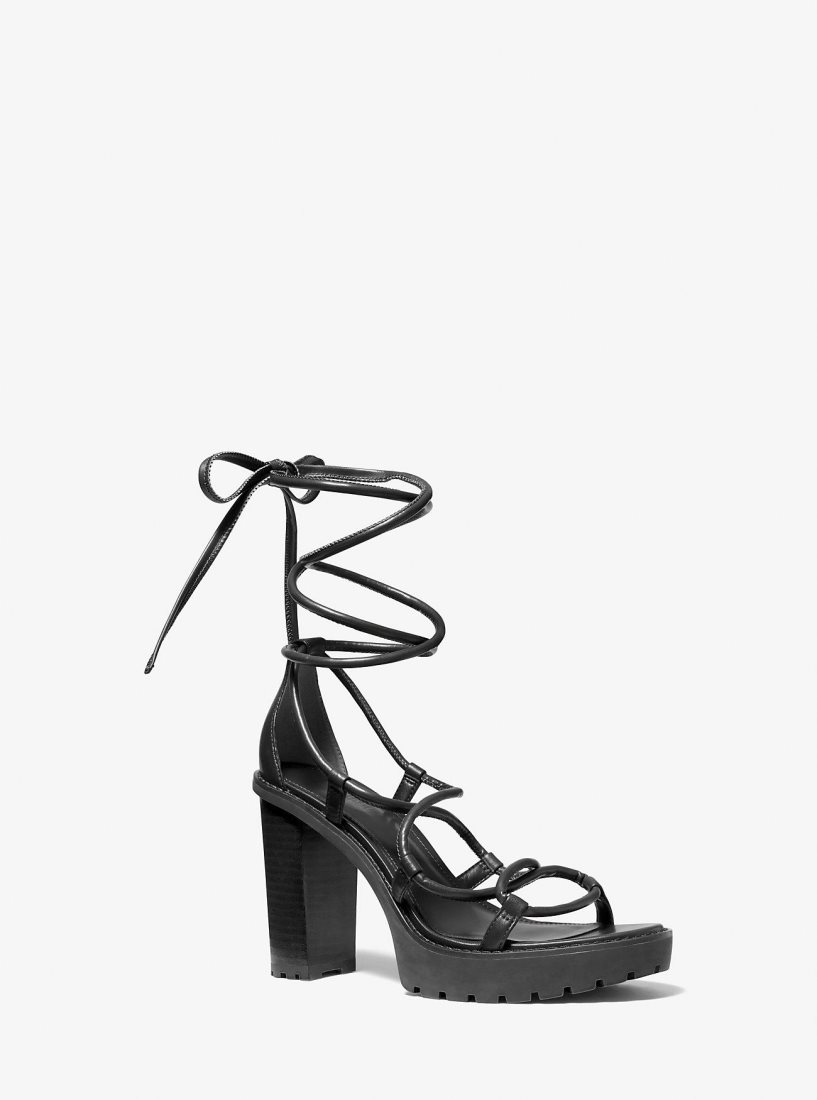 Chaussures Plateforme Michael Kors Vero Leather Platform Sandal Femme Noir | 9684JOWYF