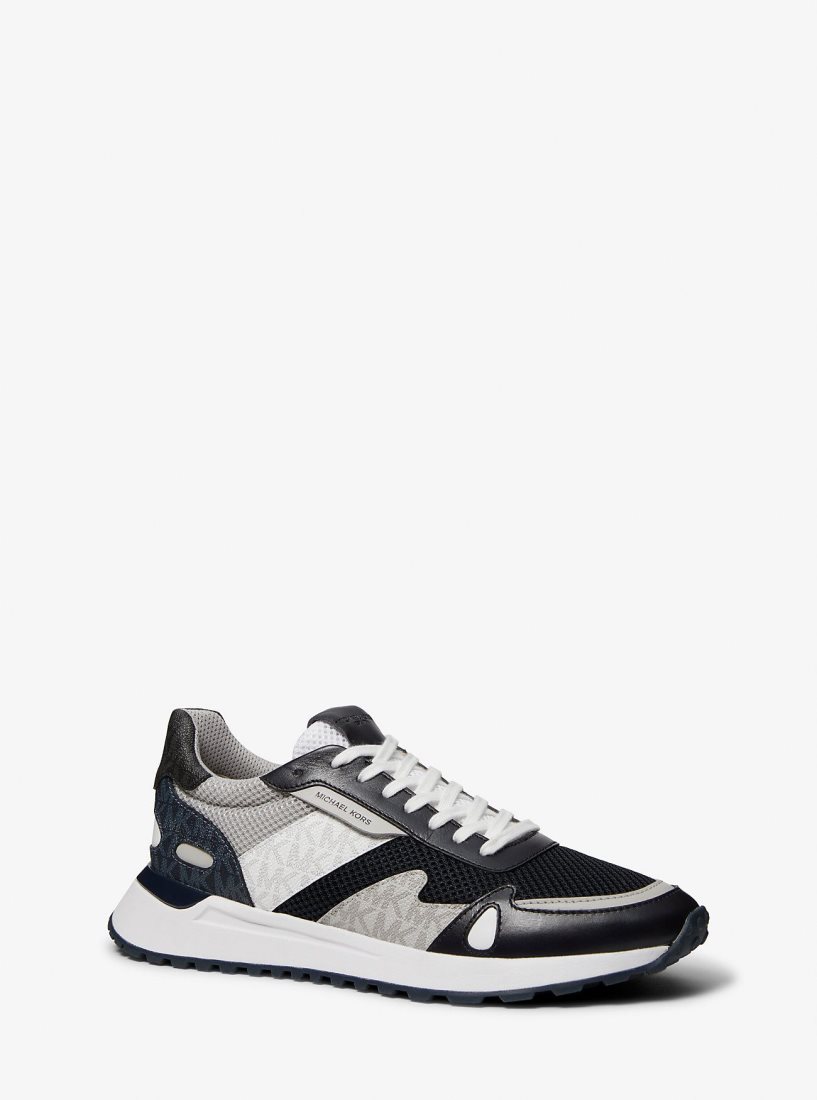 Chaussures de Sport Michael Kors Miles Color-Block Logo and Mesh Trainer Homme Midnight | 1780GCWQL