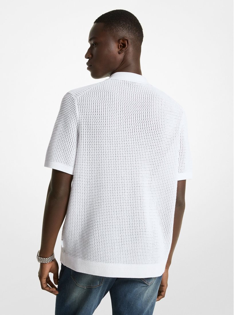Chemises Michael Kors Open-Knit Cotton Shirt Homme Blanche | 3926RWQHM