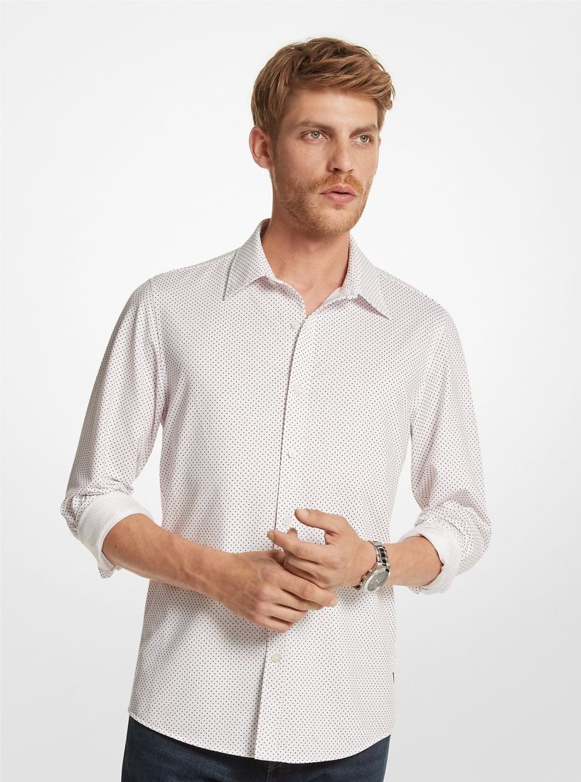 Chemises Michael Kors Slim-Fit Printed Stretch Shirt Homme Blanche | 0748LPBKM